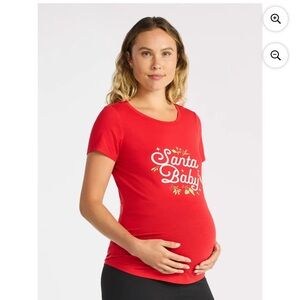 Red Maternity T-Shirt - Santa Baby